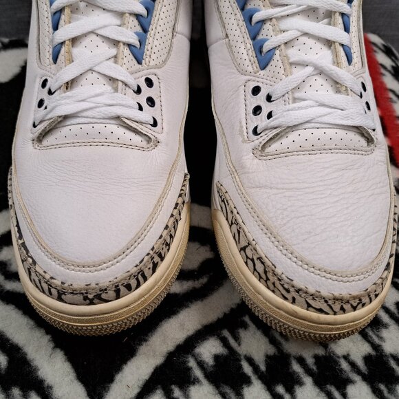 Nike Air Jordan 3 Retro UNC CT8532-104 Mens Sz 9.5 White Blue Og III - Picture 11 of 14